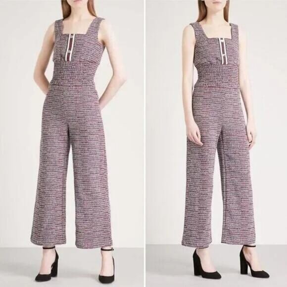 MAJE Renatelle Tweed Jacquard Jumpsuit Size Medium - Picture 4 of 13